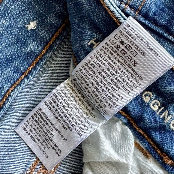 American Eagle Distressed High-Rise Skinny Jeans Medium Wash Size 10S - Picture 6 of 13